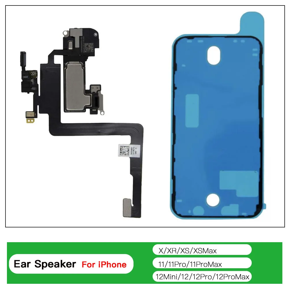 Ear Speaker With Light Sensor Flex Cable Replacement For iPhone X XR XS 11 12 Mini Pro Max Earpiece And Waterproof Tape