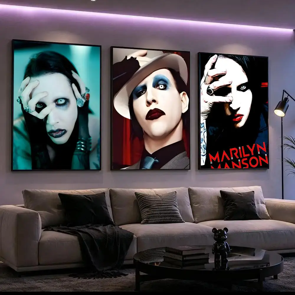 Marilyn Manson Poster HD Waterproof Self-Adhesive Wall Art – Multi-Scene Use, Top Gift Pick