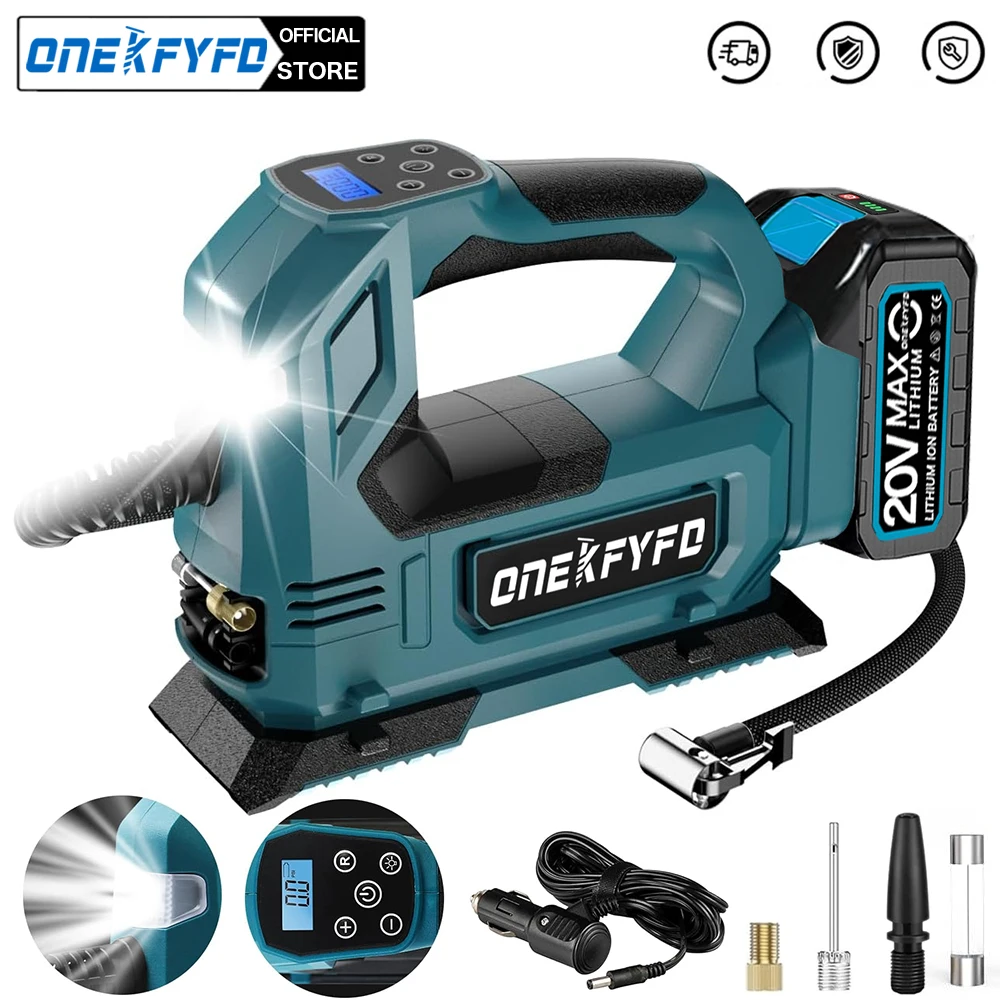 Pompa del compressore d\'aria per auto digitale portatile per pneumatici per veicoli Pompa di aria senza fili Gonfiatore elettrico con indicatore per