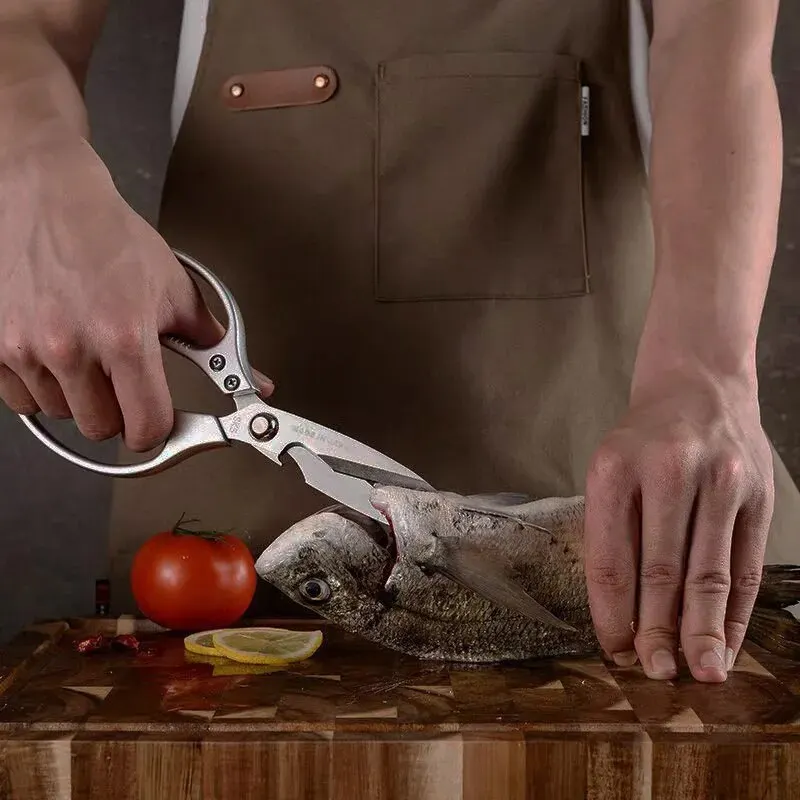 مقص مطبخ من الفولاذ المقاوم للصدأ لقطع عظام الدجاج مقص اللحوم والأسماك مقص احترافي ملحقات المطبخ