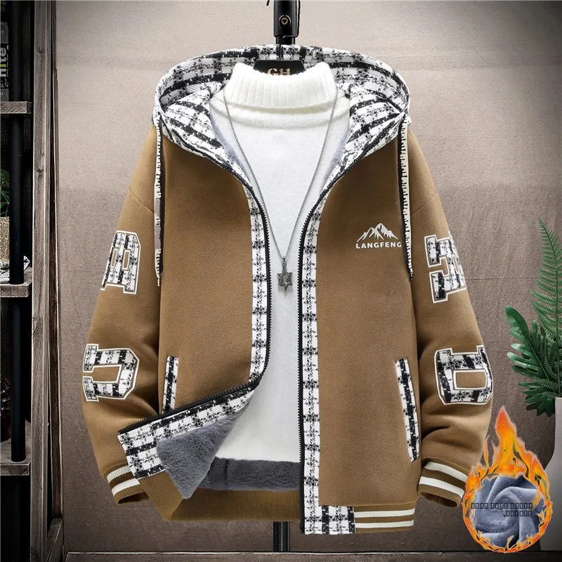 

Мужская утепленная куртка с капюшоном Polartec для осени и зимы, повседневная хлопковая одежда, теплая молодежная модная куртка на молнии с длинными рукавами