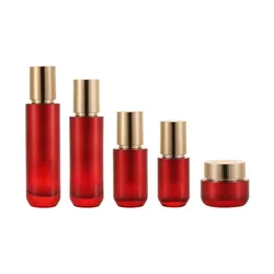 Luxury Cosmetic Essence Emulsion Cream Bottle Empty Gradient Red Glass Spray Lotion Toner Refillable Vials 40ml60ml100ml 1pcs
