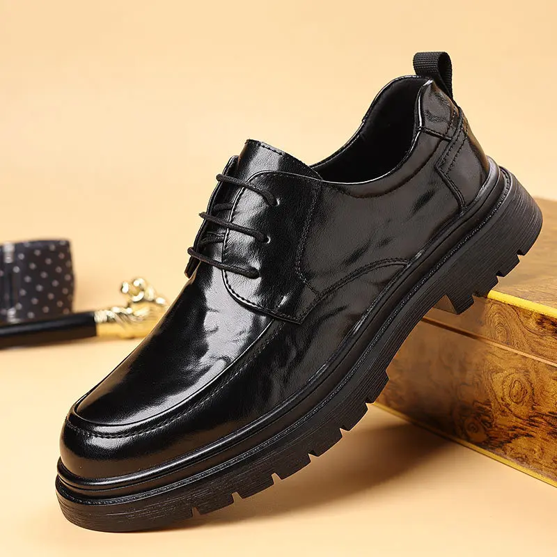 Men's Business Casual Leather Shoes Formal British Style Work Versatile Commuter Dress Shoes Wedding Groom Shoes