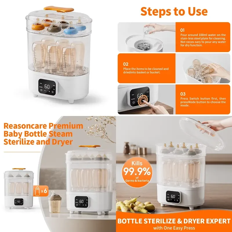 Factory Wholesale Multi-function Baby Milk Bottle Sterilizer and Dryer with Digital Display Screen