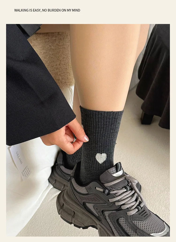 Meias femininas de outono e inverno, meias angorá com laço cinza, meias quentes femininas