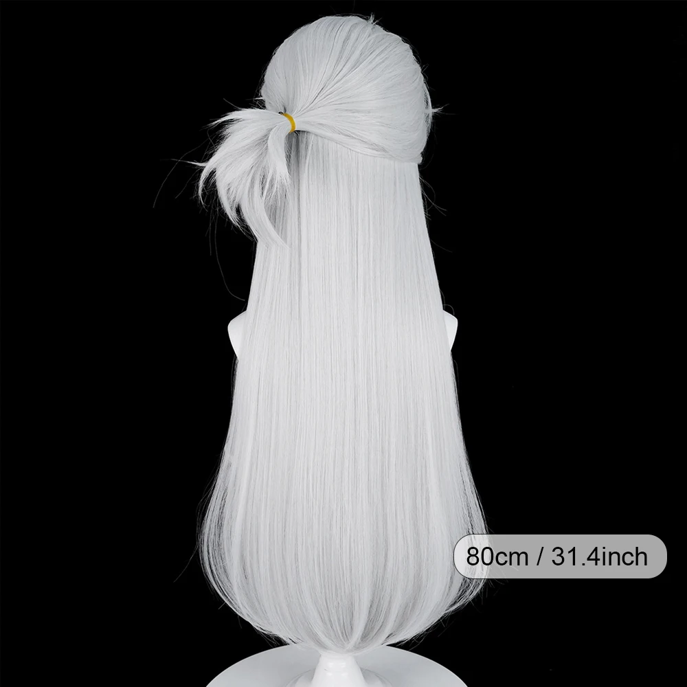 White Highlights Red Long Straight Synthetic Wigs Middle Part Anime Game Cosplay Fluffy Wig Heat Resistant for Daily Party