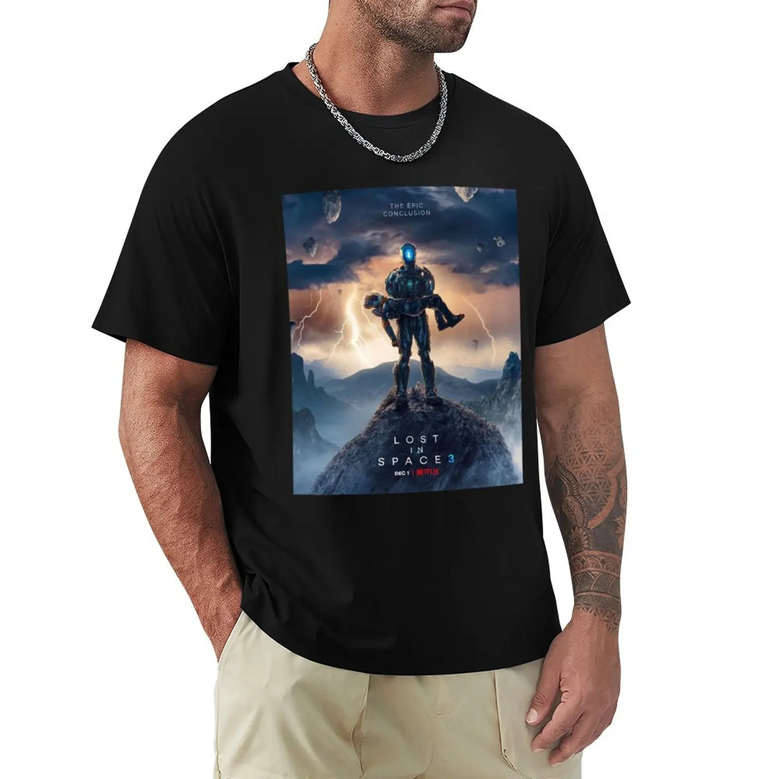 LOST IN SPACE 3 robot poster T-Shirt t shirt for man 100 percent cotton T-Shirt