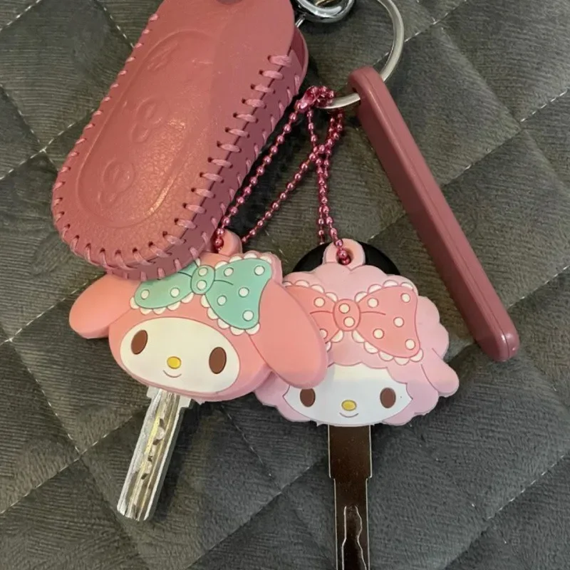 Minha melodia HelloKittys Silicone Key Case Keychain, à prova de poeira Cartoon Keychain, Presente das crianças, Kawaii, 2pcs por conjunto