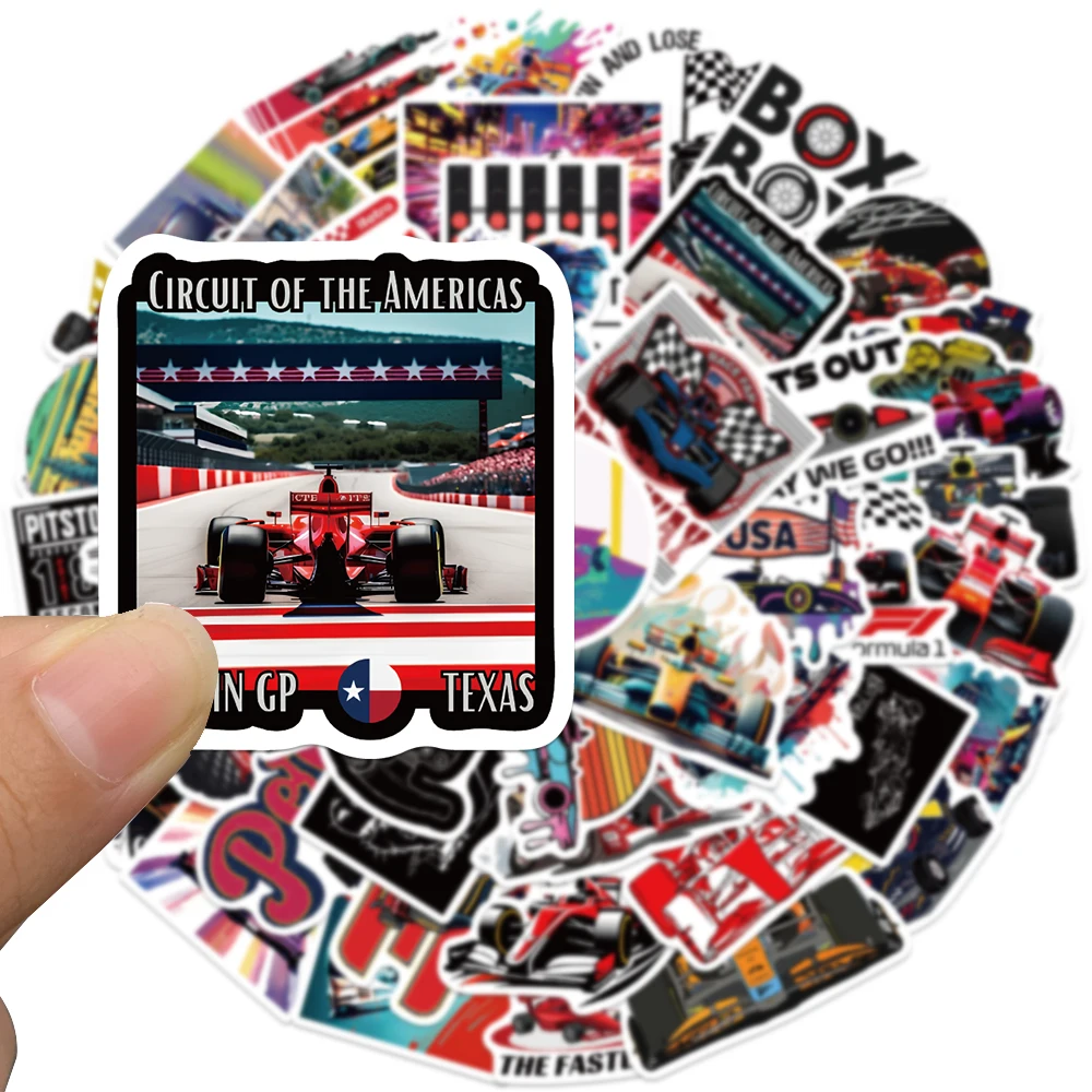 50pcs F1 Formula One Cool Speed Racing Stickers For Decoration Motorcycle Car Laptop Bike Case Suitcase Water Bottl DIY Decals