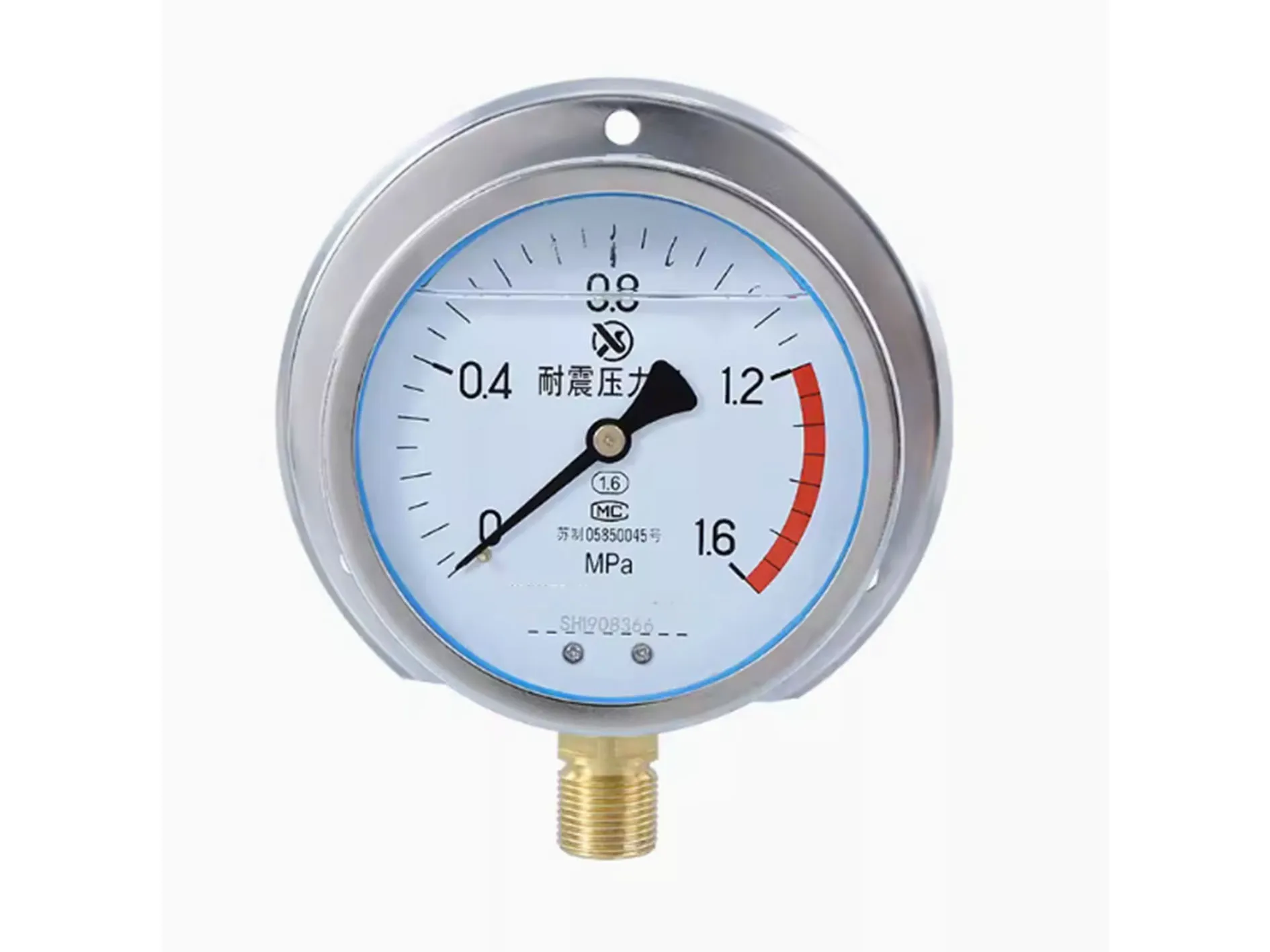 YN100T 1MPA 20 * 1.5 marine anti-seismic pressure gauge with edge with ring manometer