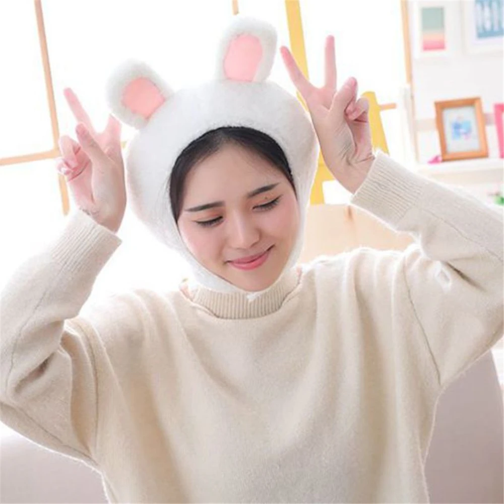 Cute Cosplay Costume Green Headgear Female Beanie Caps Cartoon Winter Autumn Hats Plush Hat Big Frog Eyes Hat Rabbit Bunny Ears