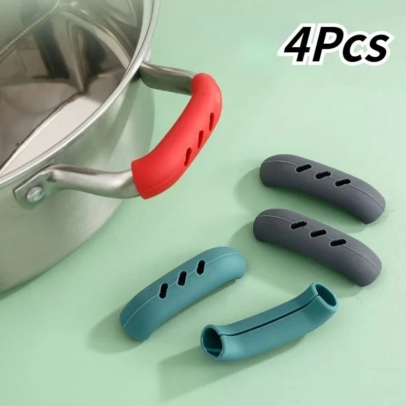 

4Pcs Silicone Assist Handle Holder Grip Cast Iron Skillet Handle Covers Heat Resistant Non Slip Pot Grip Handle Sleeves