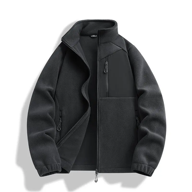 

2025 New Men's Fleece Jacket Double-sided Fleece Thickened Oversized Winter Coat Windbreaker Inner Core Casual Sweatshirt