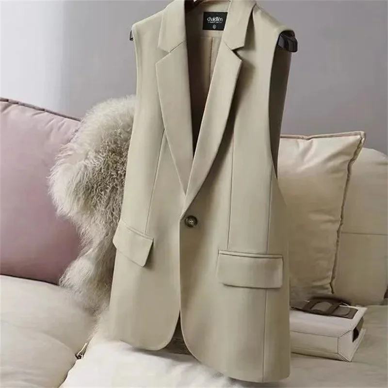 

Women Suit Vest 2024 New Spring Women's Blazer Korean Loose Sleeveless Jacket Fashion Loose Wild Lined Coat