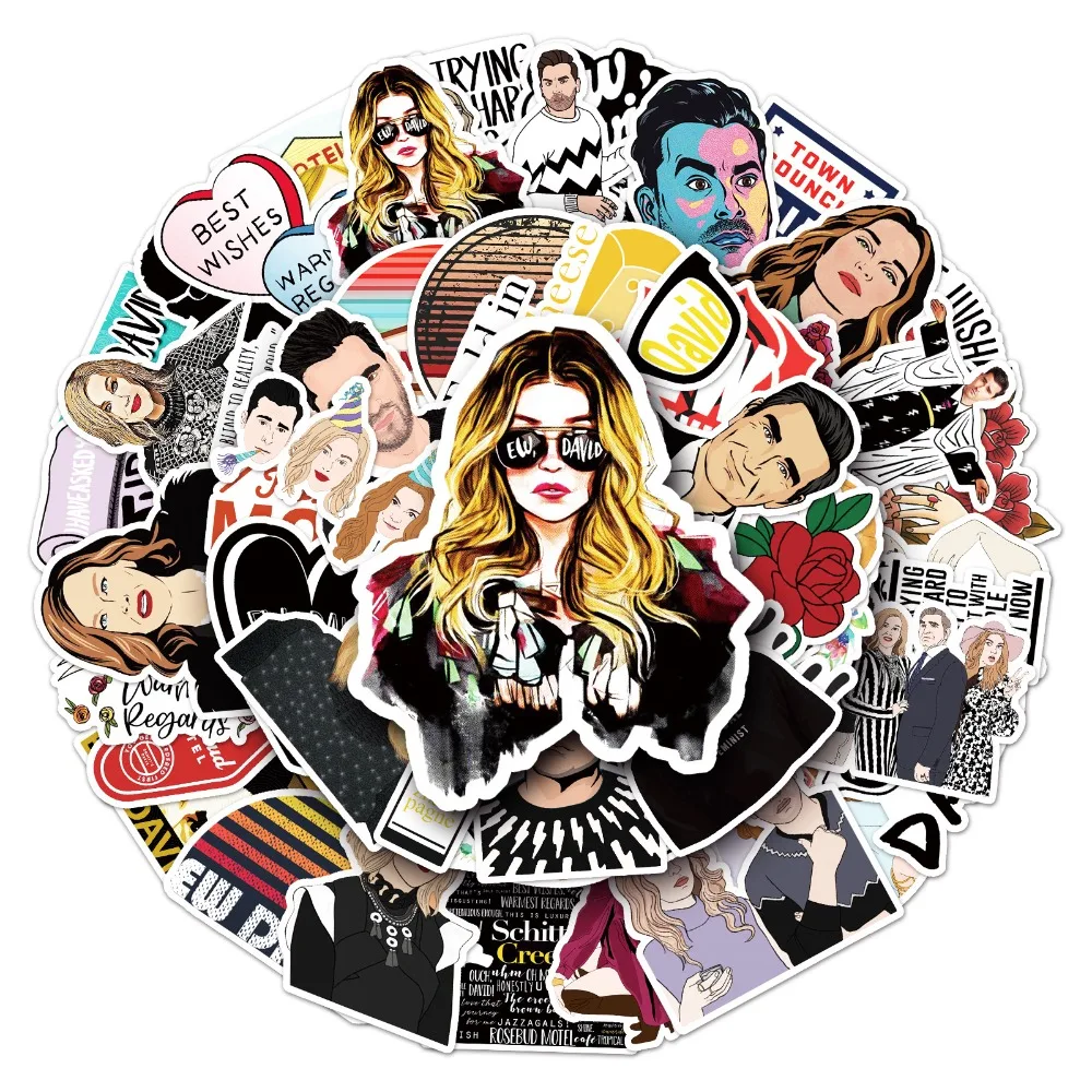 50 قطعة المسلسل التلفزيوني Schitt's Creek الكتابة على الجدران ملصقات حقيبة القرطاسية الكمبيوتر المحمول الغيتار هاتف محمول لتقوم بها بنفسك تزيين الشارات