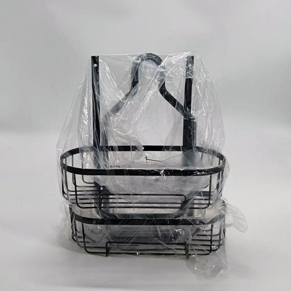 Hooks Hanging Shower Basket Anti-Swing Rustproof Over Shower Head Organizer Extra Wide Space Detachable Storage Rack Sponge
