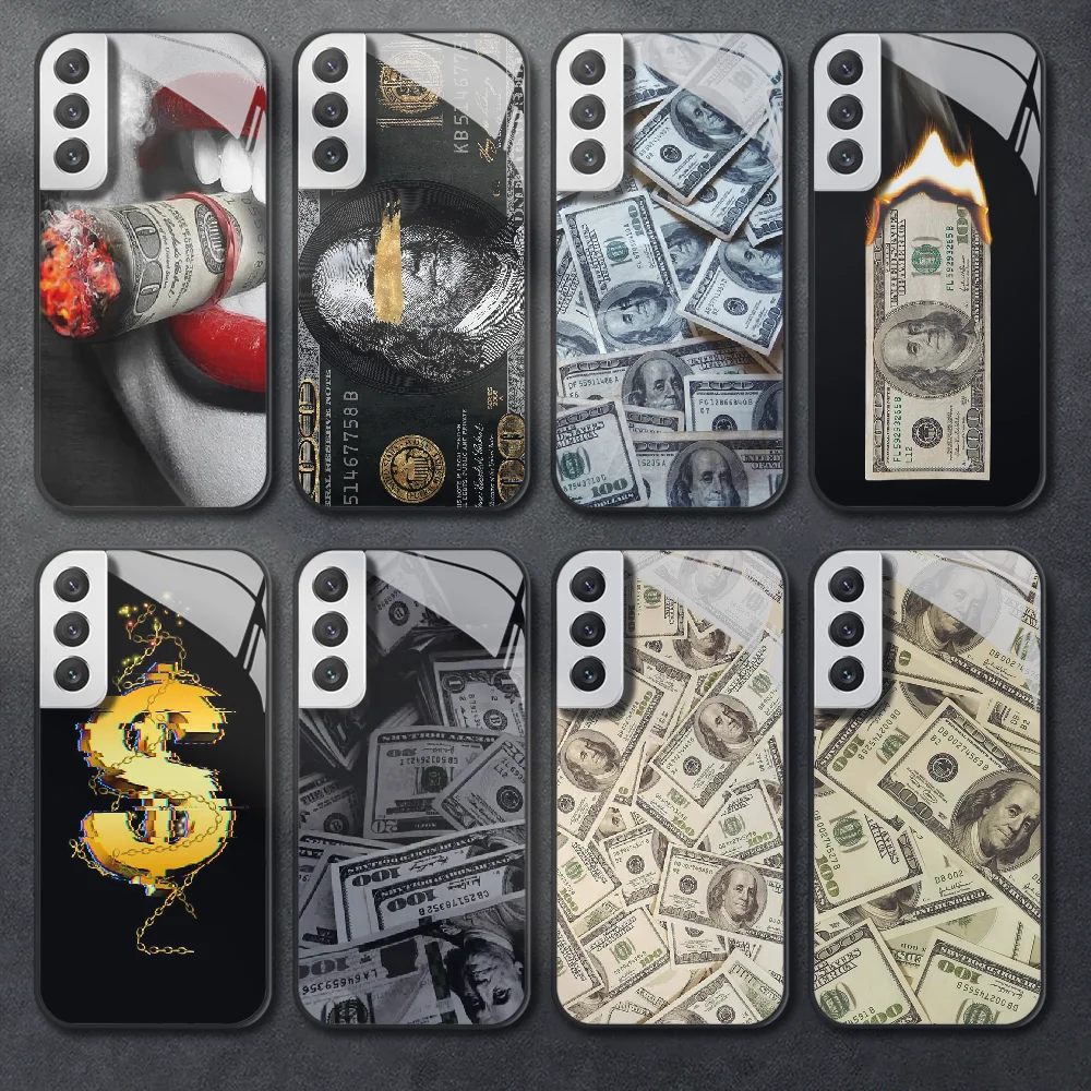 

Dollar Money Art Tempered Glass Phone Case For Samsung Galaxy A 12 13 14 32 33 52 53 54 71 S 20 21 FE 22 23 Ultra Plus Cover