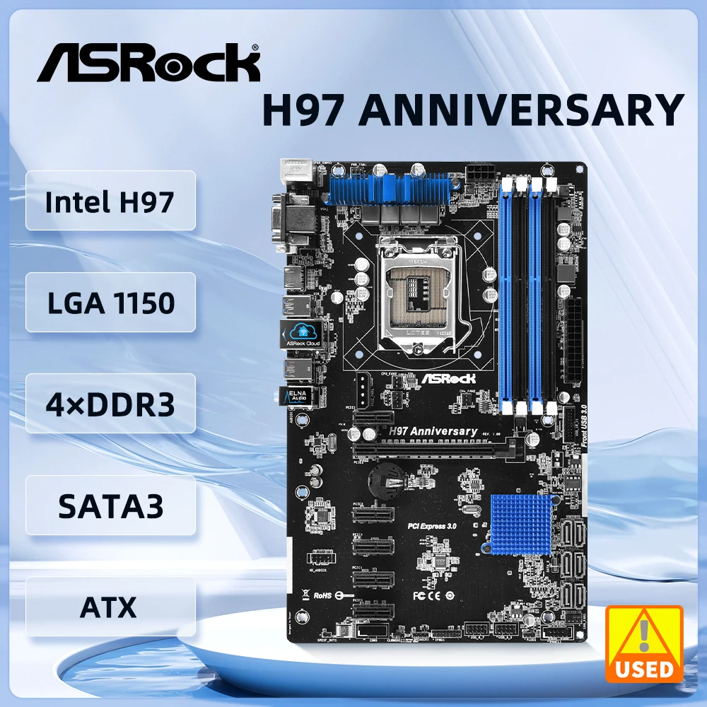 

ASRock H97 ANNIVERSARY Motherboard LGA 1150 Intel H97 DDR3 32GB support i7-4790 i5-4670 i3-4170 G3260 i7-4790 i5-4430 cpu ATX