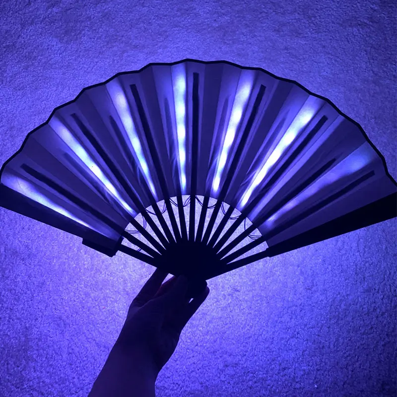 Party LED Glowing Fan Luminous Folding Fan Colorful Party/Dance LED Paper Fan Stage Performance DJ Show Light Up Fan Wedding