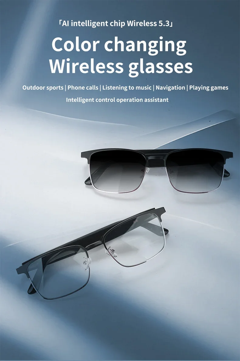 

Metal‑Frame Photochromic AI Smart Glasses, Multifunctional Bluetooth Audio Eyewear Hands‑Free Calling for Men & Women Daily Wear