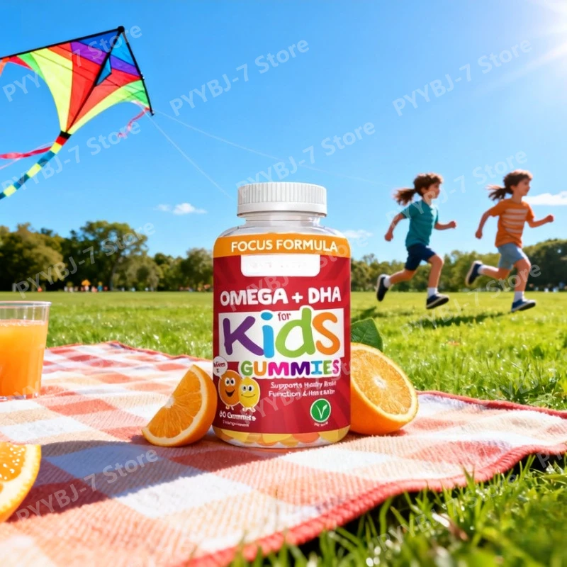 

Детские жевательные конфеты с Омега-3, 6, 9 + DHA, витамином C для поддержки здоровой работы мозга, зрения и сердца, без глютена, вегетарианские.