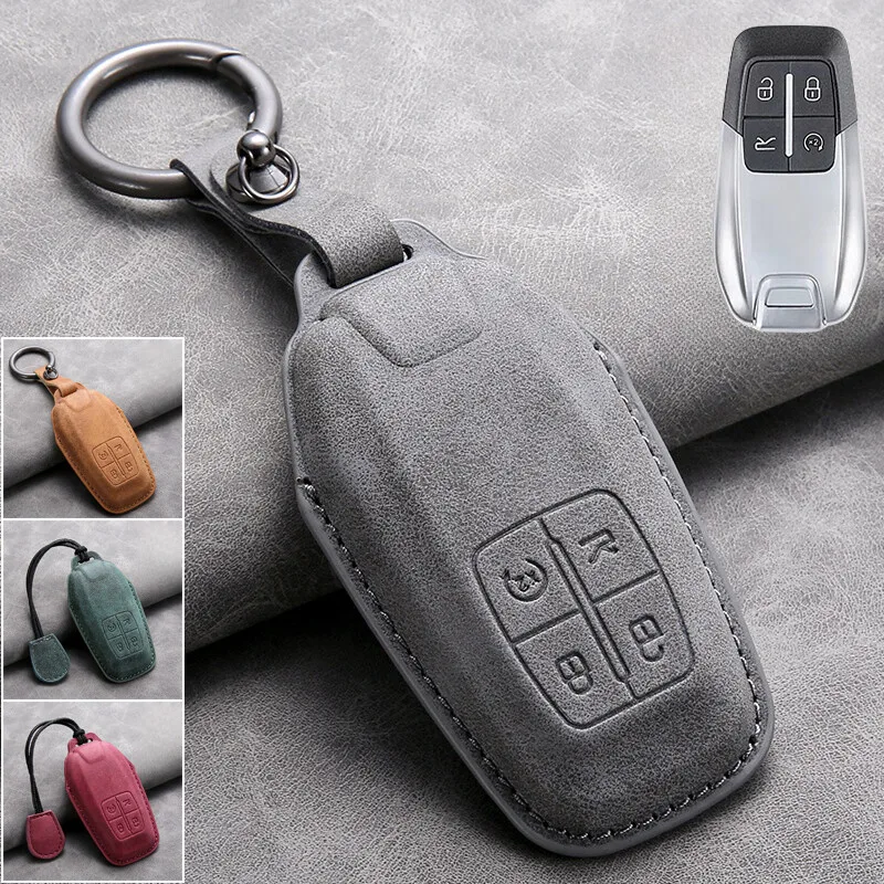 Funda de cuero genuino para mando a distancia inteligente de coche con soporte para llavero para Ferrari 488GTB LaFerrari 458 588 2016-2020