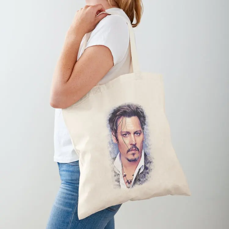 

Johnny Depp Wallpaper Art Painting Tote Bag personalized tote bag Canvas shoulder bag luxury women custom bags