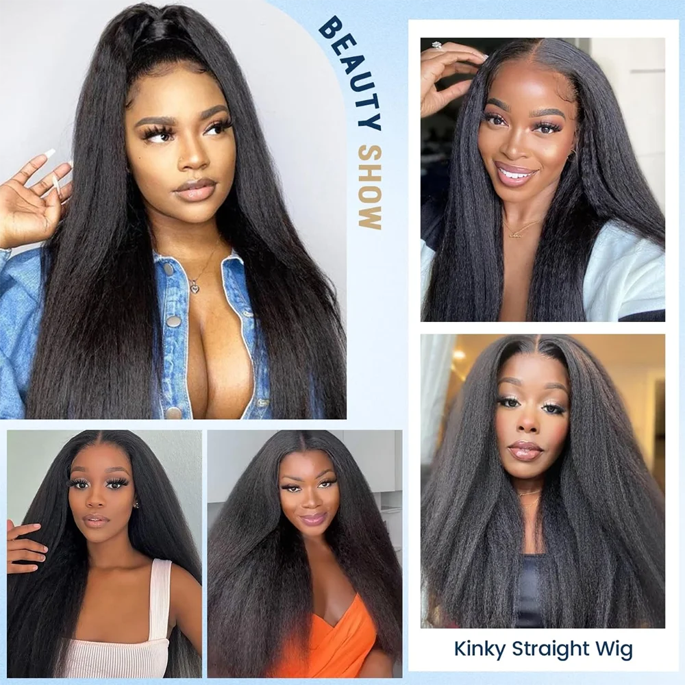 13x4 HD Lace Front Wig For Black Women Glueless Yaki Straight Wig Pre Plucked Heat Resistant Synthetic Hair Daily Party Cosplay 6