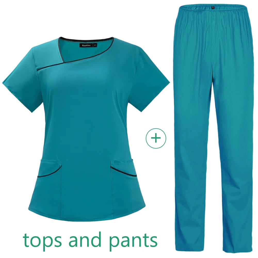 Uniformes médicos finos para Hospital, traje de trabajo para enfermera, odontología, sala de operaciones, Spa de aseo de mascotas, conjunto de laboratorio de Color sólido de verano