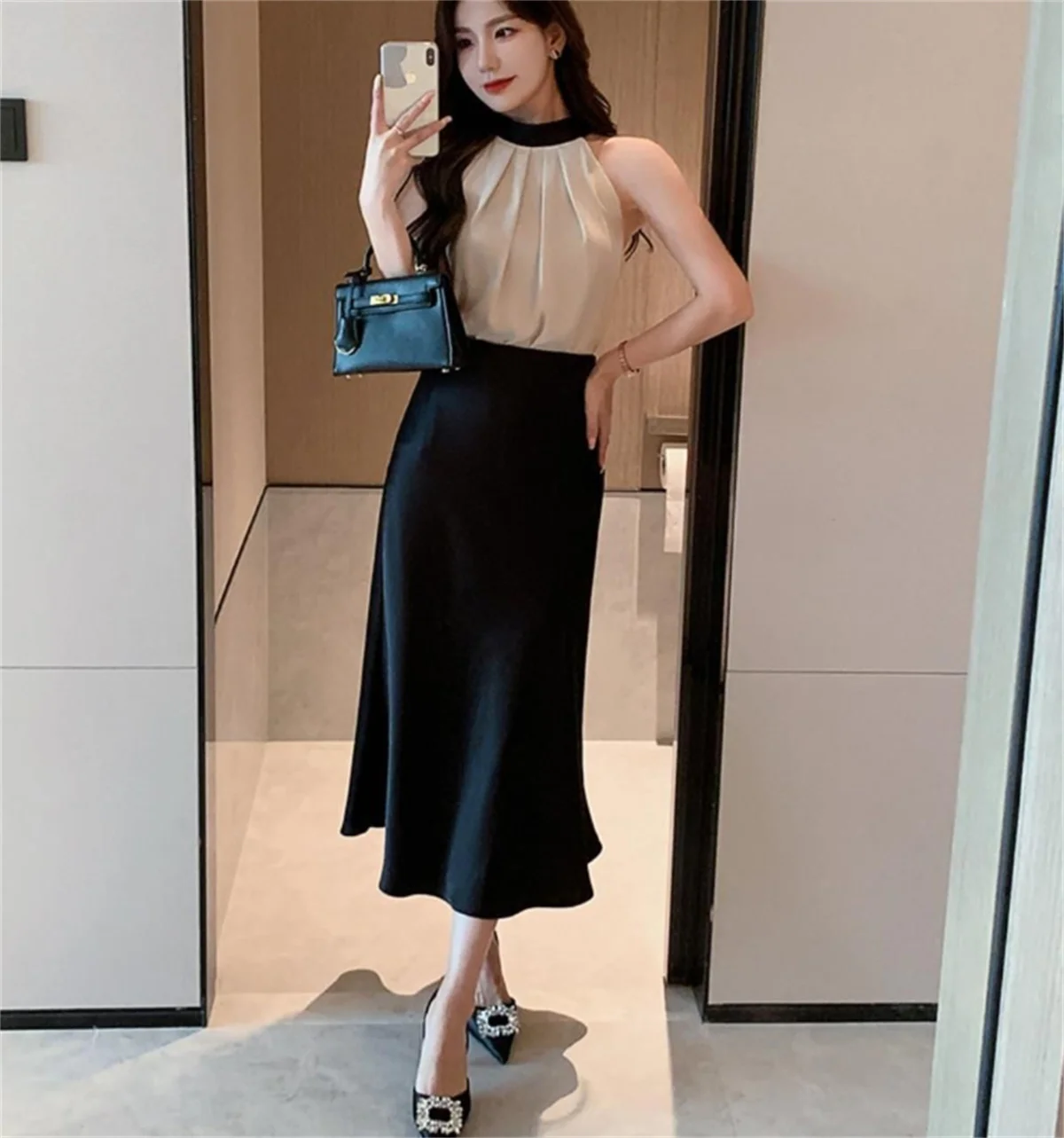 Femmes élégantes queue de poisson Satin jupe mode française solide taille haute jupes bureau dame mince vêtements femme décontracté bas de fête