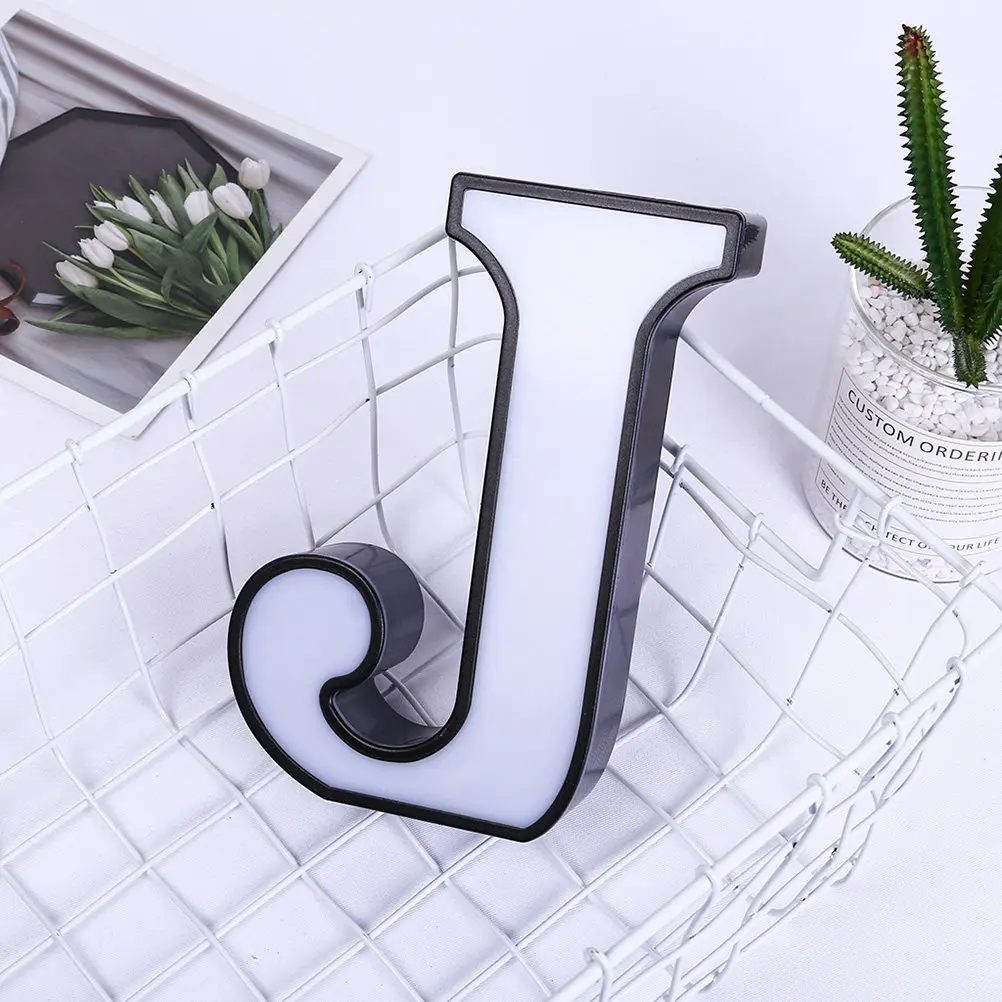 Alphabet J Shaped LED Letter Light Neon Sign for Wedding Party Bedroom Decor Romantic Ambiance Home Decoration Night Light Safe