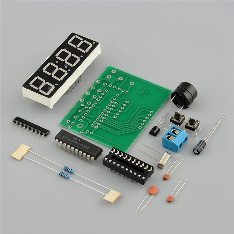 SQPP-4-stelliges digitales elektronisches Uhrenset, Mikrocontroller-Digitaluhr, 4-stelliges digitales Uhrenset, elektronisches DIY-Kit, einfach zu bedienen