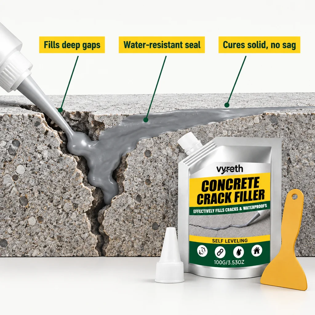Waterproof Crack Filler Gap Sealant DIY Home Repair Paste for Wall Floor Concrete Furniture Joints with Scraper Spouted lid