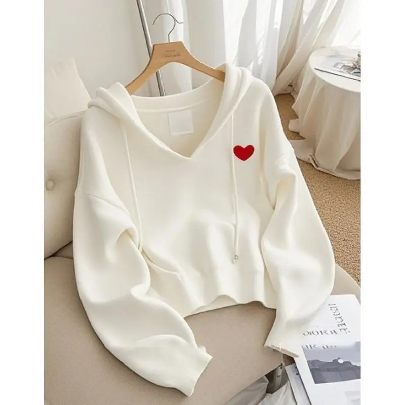 

Женские весенне-летние корейские модные простые однотонные толстовки на шнурке, женская одежда, универсальная тонкая одежда с длинным рукавом