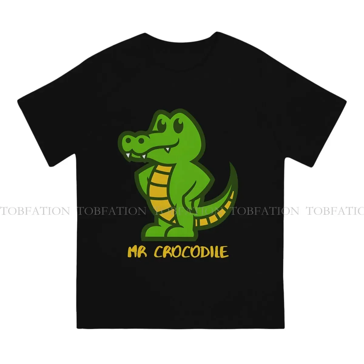 Green Yellow Mr. Crocodile O Neck TShirt Crocodile Wild Animal Fabric Classic T Shirt Man's