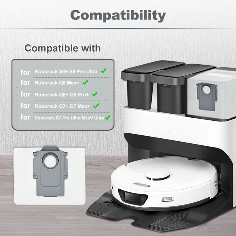 Confezione da 6 sacchetti per la polvere per Roborock S8 Pro Ultra, S8+,S7 Maxv Ultra/Max Ultra Robot aspirapolvere 2.5L Sacchetti per aspirapolvere Parti di ricambio