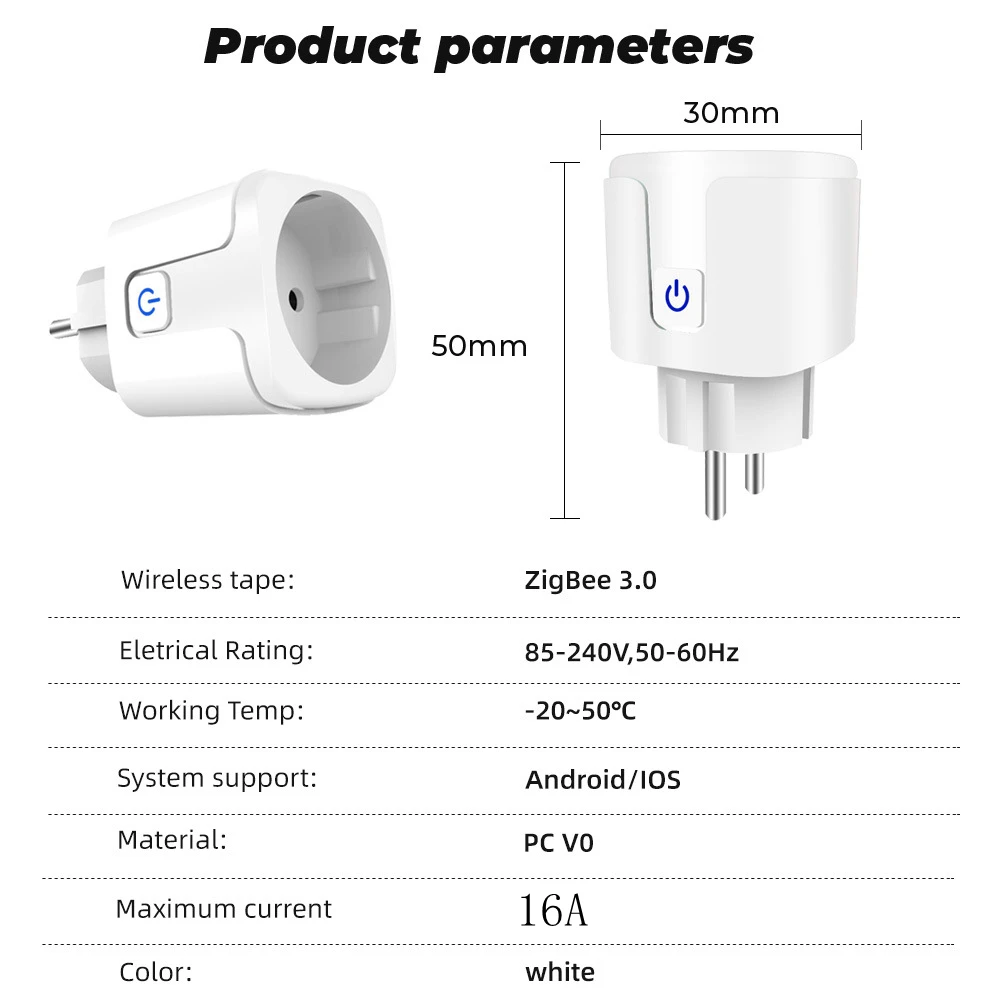 Tuya Energy Monitor EU Smart Plug Zigbee3.0 Socket Timing Smart Life APP Control Works with Alexa Google Assistant Need gateway