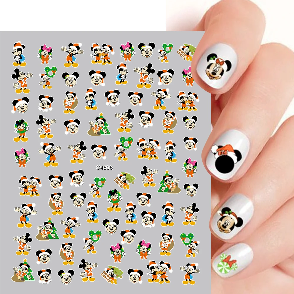 6pcs Mickey Disney Stcikers Set For Nail Art Kawaii Mickey Mouse Children Cartoon Self Adhesive Nail Decal Phone Book Nail Decor