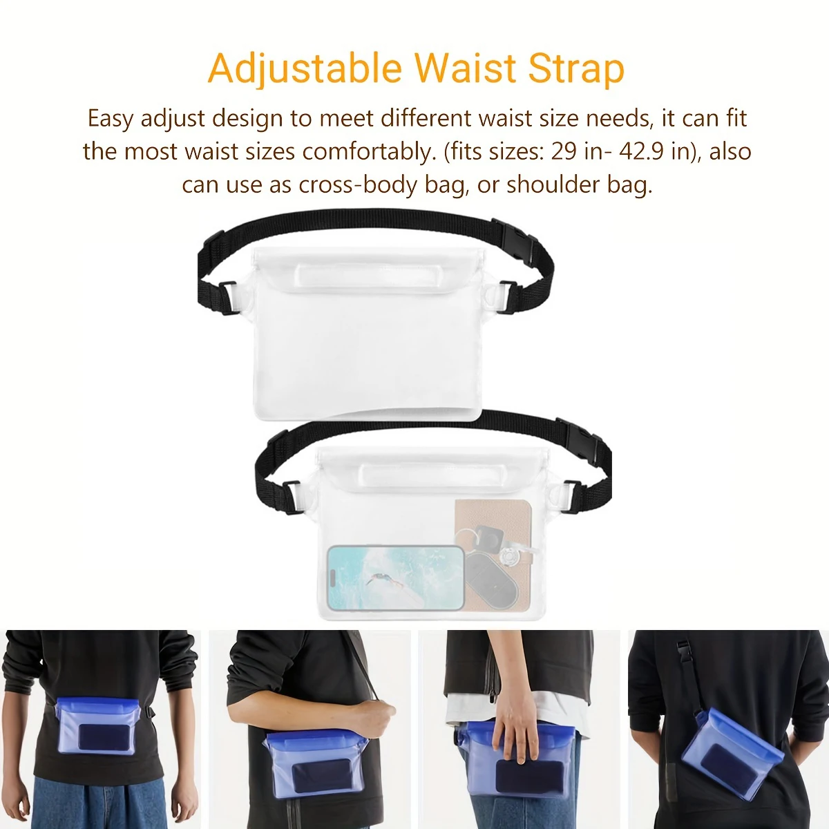 Borsa per telefono da nuoto impermeabile da 2 pezzi borsa per immersione in PVC per nuoto in spiaggia Snorkeling con borsa asciutta con cinturino in