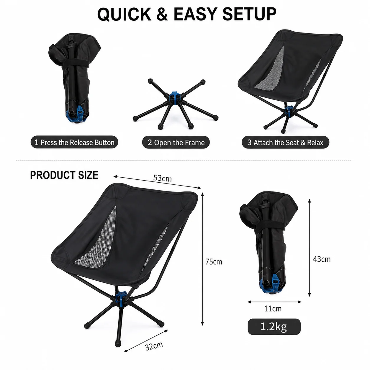 Foldable Swivel Camping Backre - Outdoor Camping Folding Chair 评论和价格