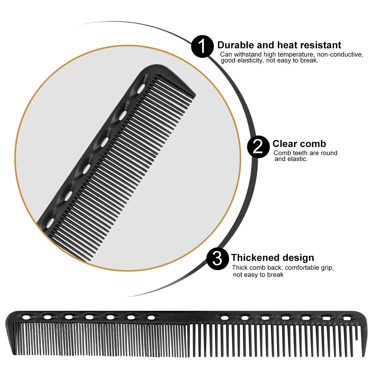 

12Pcs High Temperature Resistant Carbon Fiber Hair Cutting Comb Professional Lightweight Hair Shearing Accessories for Home Use