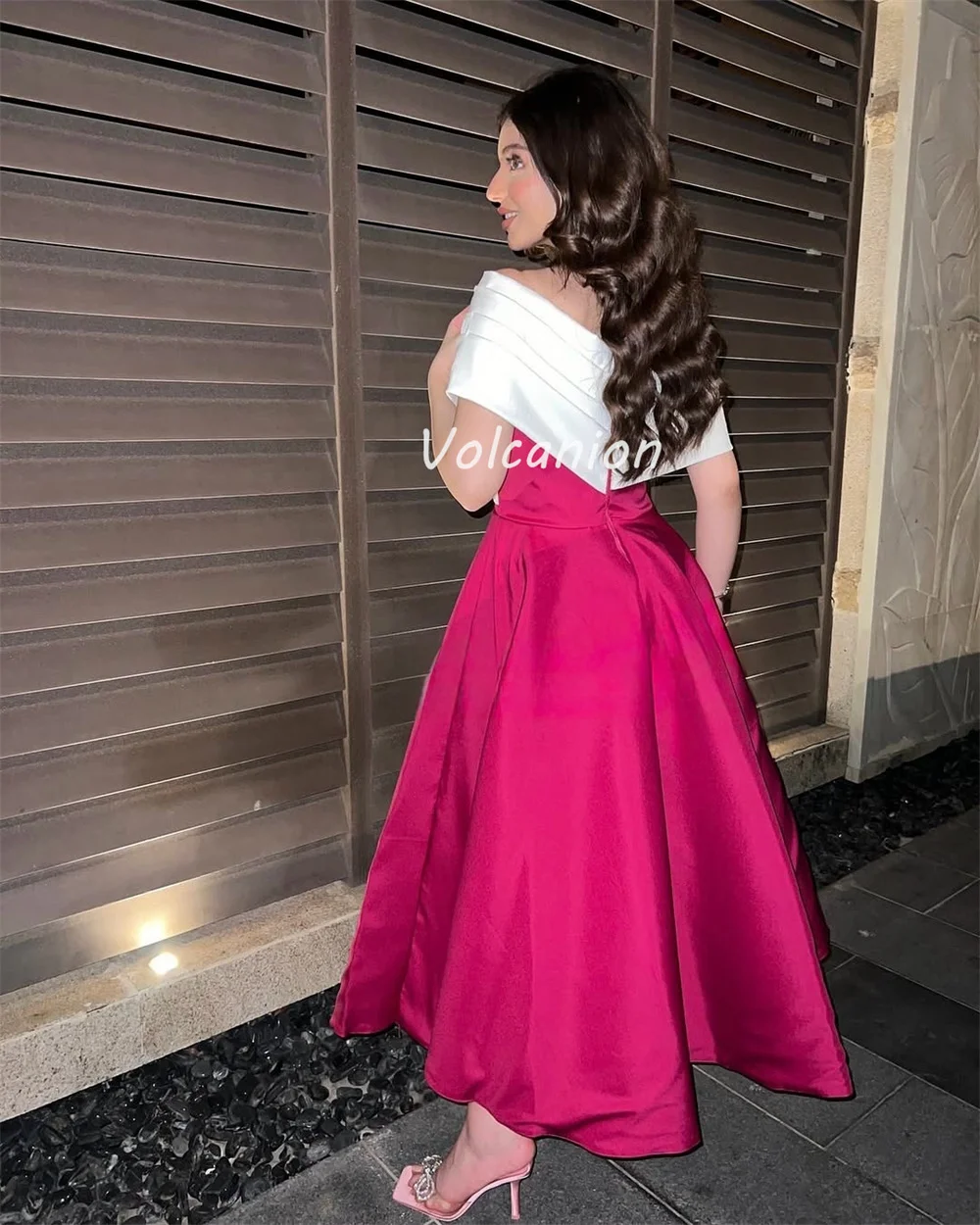 Customized Fashion Exquisite Charmeuse Draped Pleat A-line Off-the-shoulder Ankle Length Dresses Bespoke Occasion Dresses Formal