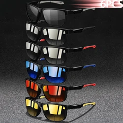 6PCS Fashion Vintage Eyewear Sports Sunglasses Men Women Sport Cycling Sun Glasses (It includes photochromic color change)