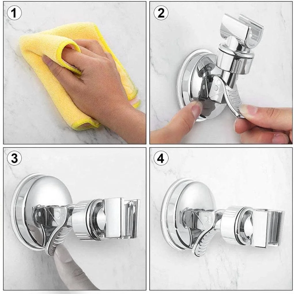 STONEGO Manual Strong Suction Cup Shower Holder: Nail-free, adjustable bathroom shower head holder with long-lasting suction