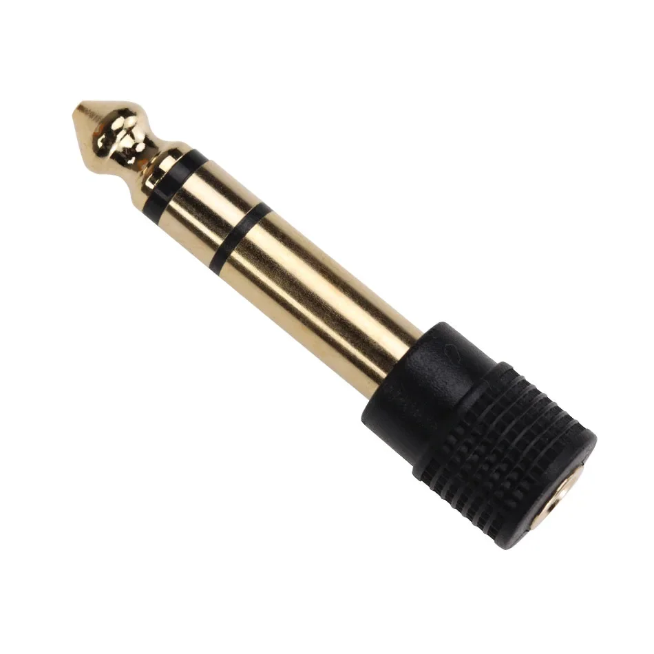 100 قطعة مطلية بالذهب الصوت سماعة محول 6.35 مللي متر ذكر إلى 3.5 مللي متر أنثى التوصيل مكبر صوت ستيريو تحويل موصل محول الرأس