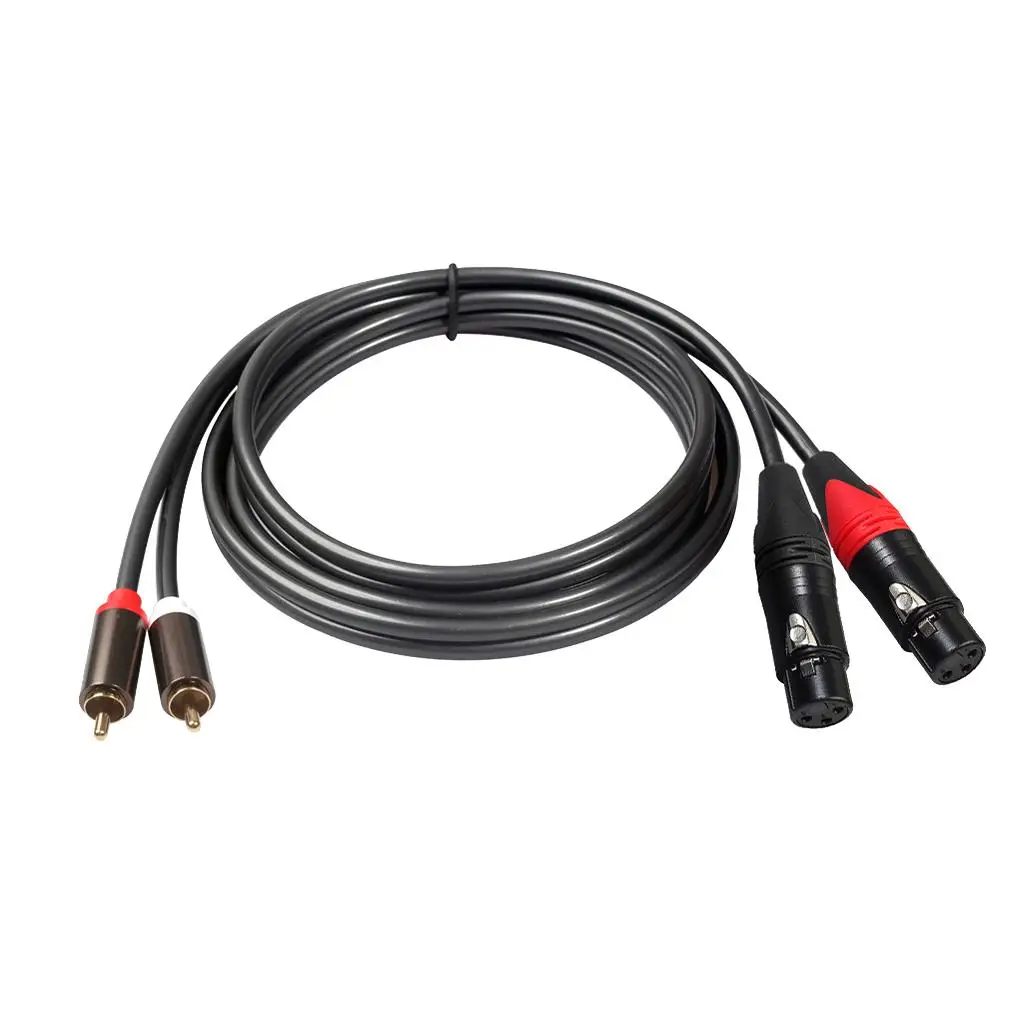 1 conjunto de 2 cabos rca para 2 xlr fêmea cabo de áudio de 3 pinos 1.5 amplificador de microfone
