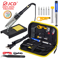 JCD 60W Soldering Iron Kit Adjustable Temperature Electric Solder Iron Rework Station Multicolor Handle Welding Repair Tools 908