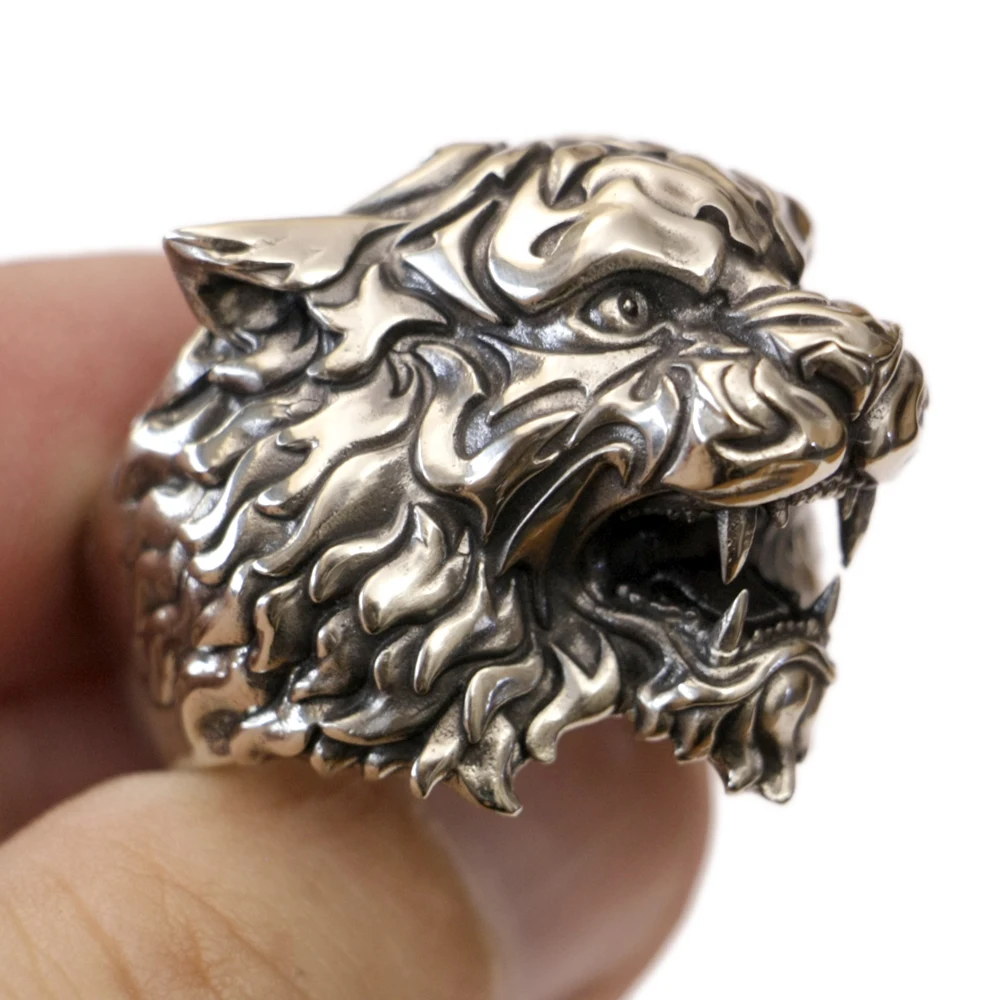 

Массивное байкерское кольцо из медно-никелевого сплава в стиле панк с изображением тигра, CP398, открытый размер US 8-15