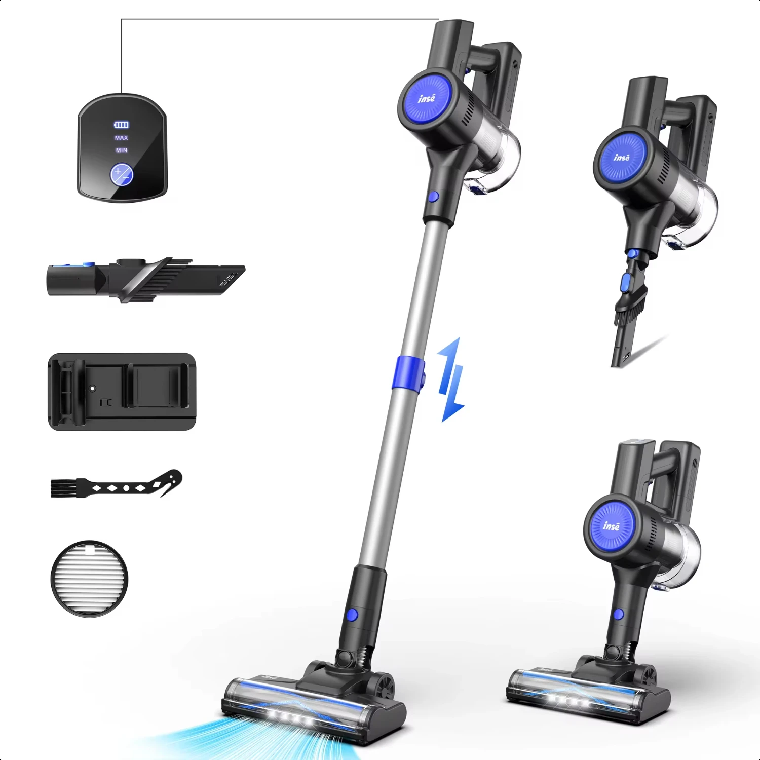 S500 Cordless Vacuum Cleaner, 235W 25Kpa Brushless Motor, 40Min Runtime, Lightweight Bagless Vacuum  Household Cleaning Engine