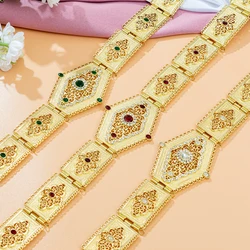 Gold Plated bBridal Belt Metal Gold Women's Body Chain Court Style Pattern Carved Wedding Dress Waist Chain Jewelry